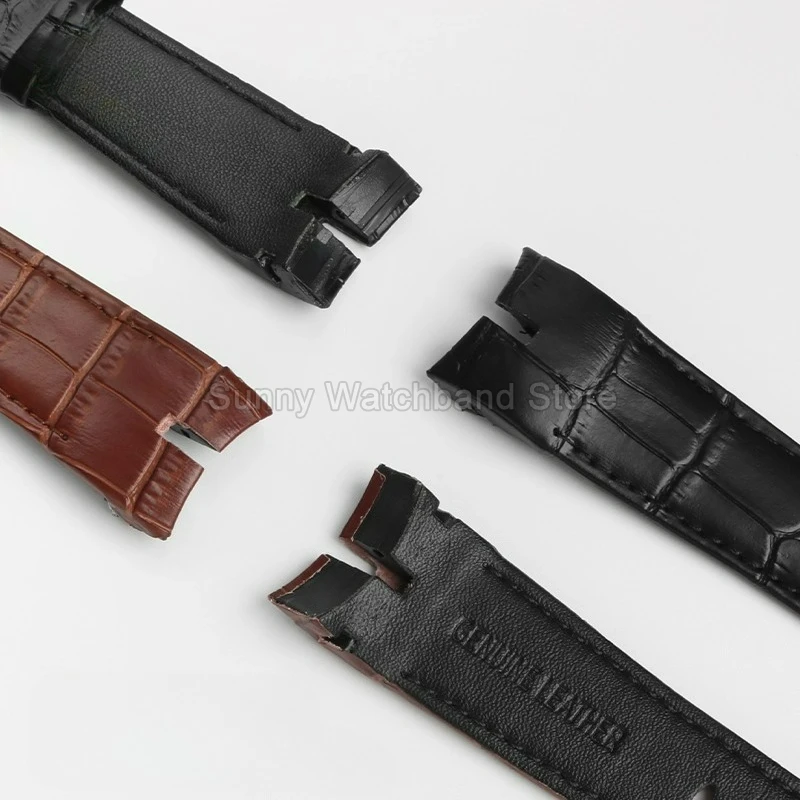 26 مللي متر حزام ساعة جلد منقوش من الخيزران لـ Roger Dubuis EXCALIBUR بني/أسود واجهة مقعرة مشبك إبرة أصلي ممتاز
