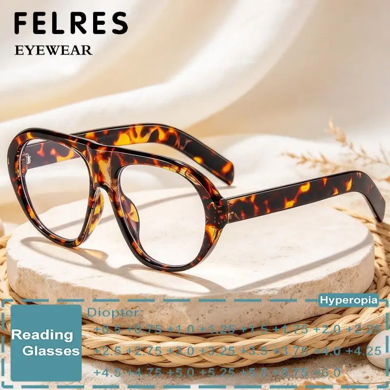 Luxus Marke Übergroßen Oval Lesebrille Frauen Männer Retro Doppel Brücken Gläser Mode Pilot Brille Presbyopie Brillen