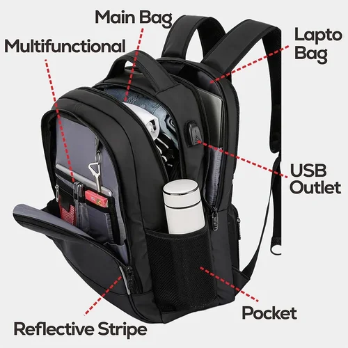 Imagen 2 del producto Mochila militar suiza para ordenador portátil para hombre, mochila de negocios de 17 pulgadas, mochila escolar de moda impermeable con USB de gran capacidad, mochila