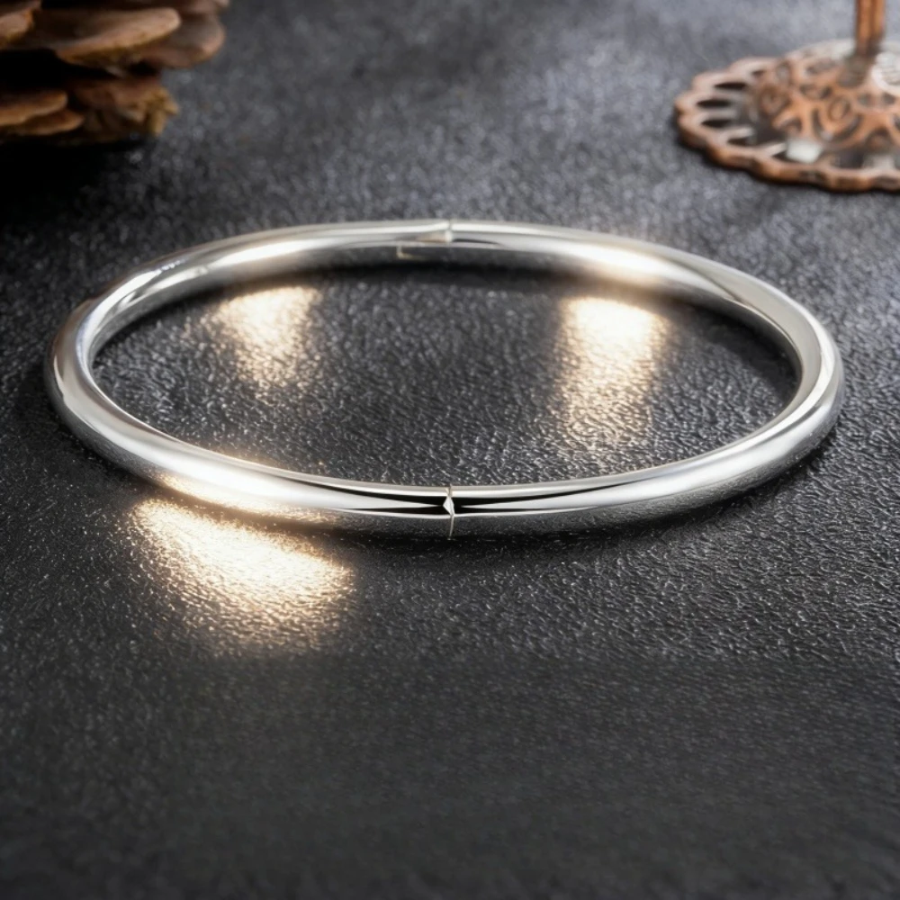 PABEYN S925 Sterling Silver Simple Women Bracelet Bangles Ladies Luxury Designer Jewelry Accessories