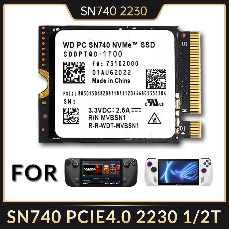 Western Digital SN740 2230 1TB 2TB WD SSD M.2 NVMe PCIe Gen 4.0x4 Internal Solid State Drives for Steam Deck Rog Ally Tablet