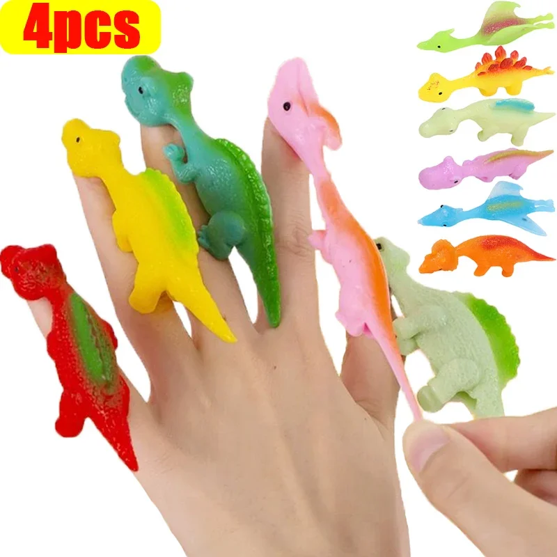 Creative Dinosaur Finger Toys Kids Funny Cartoon Animals Anxiety Stress Relief Shooting Playing Toy Slingshot Catapult Game