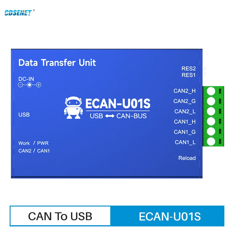 Comunicação Transceptor Can ao Conversor de Protocolo Usb Cdsenet Ecan-u01s Can Relé Dual Channel Can2.0 Baud Rate 1m Pc-usb2.0