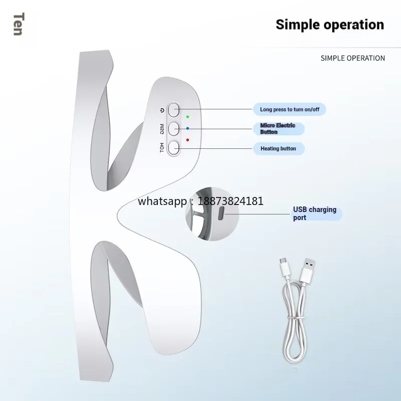 مدلك عين ثلاثي الأبعاد جديد مع الحرارة: يخفف من الإجهاد المتصل بالعمل، ويقلل الهالات السوداء، ويخفف الضغط، والشحن السريع للمنزل/السفر #1