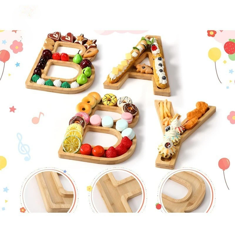 Bamboo tray Bamboo letter tray deli board snack snack display tray birthday party decorations