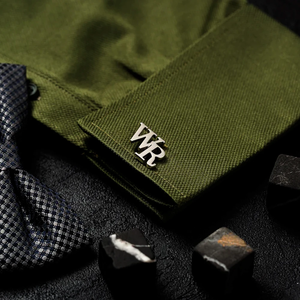 

Men Luxury Overlapping Initial Cufflinks Stainless Steel 3 Color Custom Stacked Letter Wedding Shirt Cuff Accessories