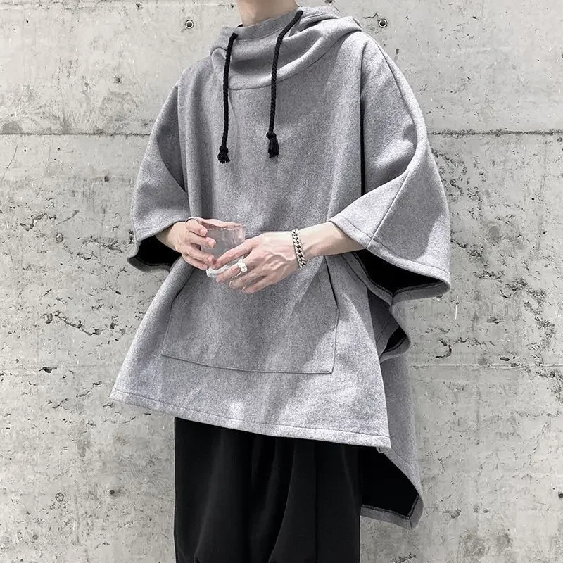 LIBIELIY Fashion Irregular Batwing Sleeve Hoodies Sweatshirts Men Clothing 2025 Spring Summer Loose Casual Tops Asymmetrical Swe
