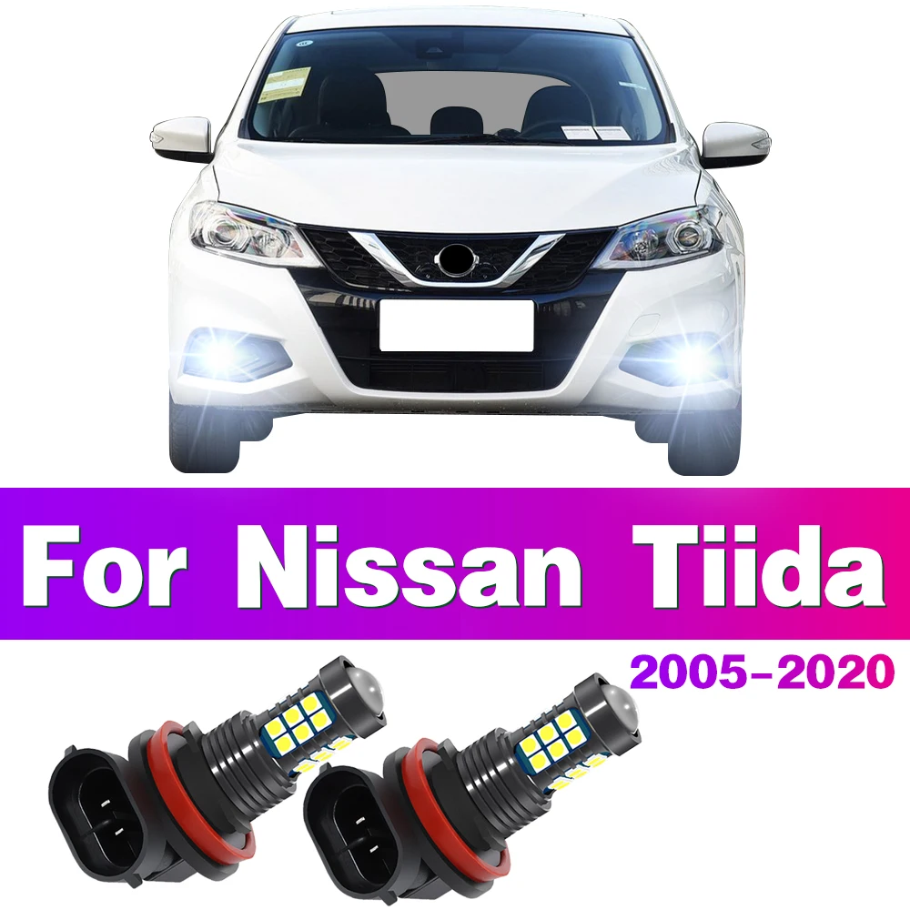 2Pcs LED Car Front Fog Light Lamps Bulb For Nissan Tiida 2005 2006 2007 2008 2009 - 2015 2016 2017 2018 2019 2020 Auto Accessory