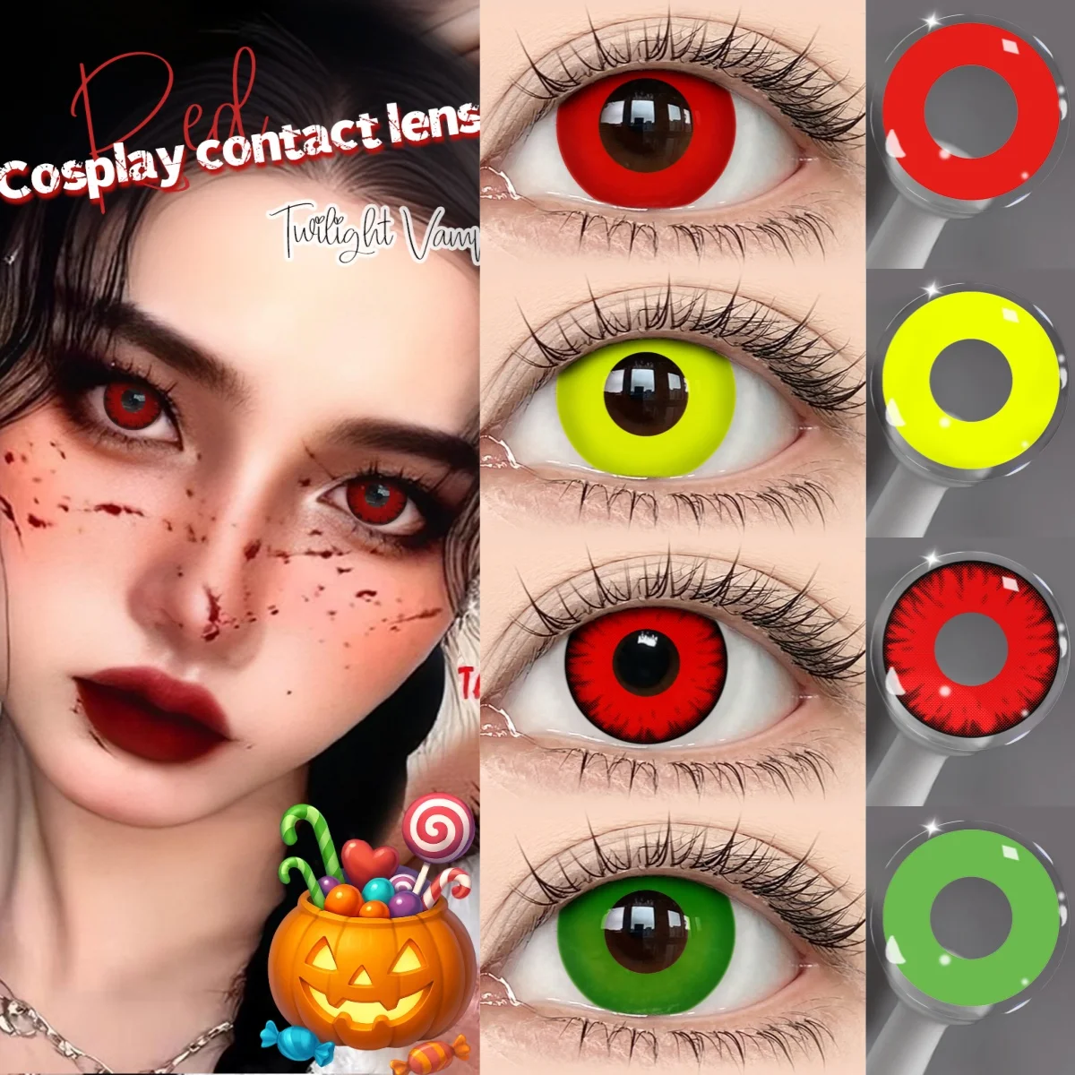 VISUASHOW Anime Cosplay Farbige Kontaktlinsen 14,2mm 6 Monate Nutzung Kleine Pupille Kosmetische Linsen für Coser Halloween-Party Charakter