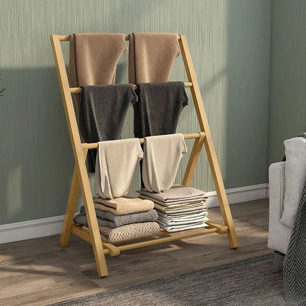 

Бамбуковая напольная вешалка для одежды с полкой для хранения, подставка для одеял, водонепроницаемый держатель для полотенец, органайзер для дома и прачечной