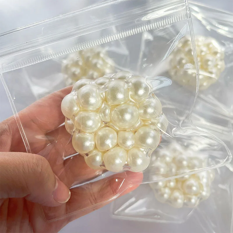 Pearl Bead Filled Slow Rebound Mochi Squeeze Ornament, Soft Texture Stress Relief Desktop Decor, Portable Anxiety Calming Hand C