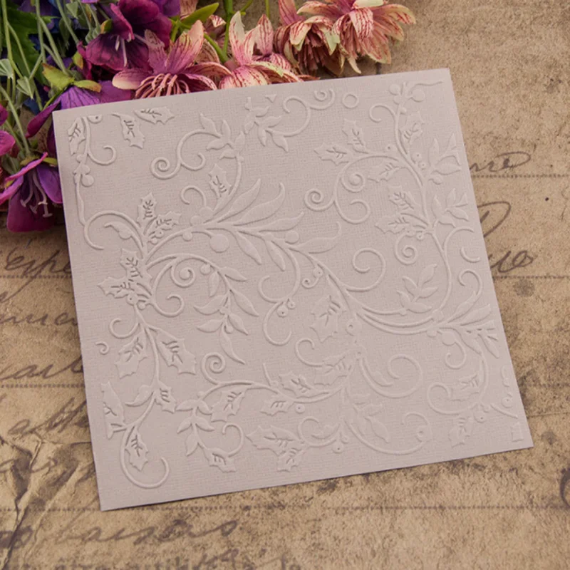 15*15cm Vine Flower Plastic Bump Embossing Template DIY Scrapbooking Journal Fondant Indentation Cake Album Card Make Stencils