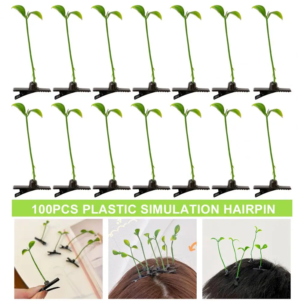 1Pc/1Set Cute Bean Sprout Hair Clips Anti-slip Fake Leaf Plant Hair Accessories Acting Cute New Year Adult Children Hairpins