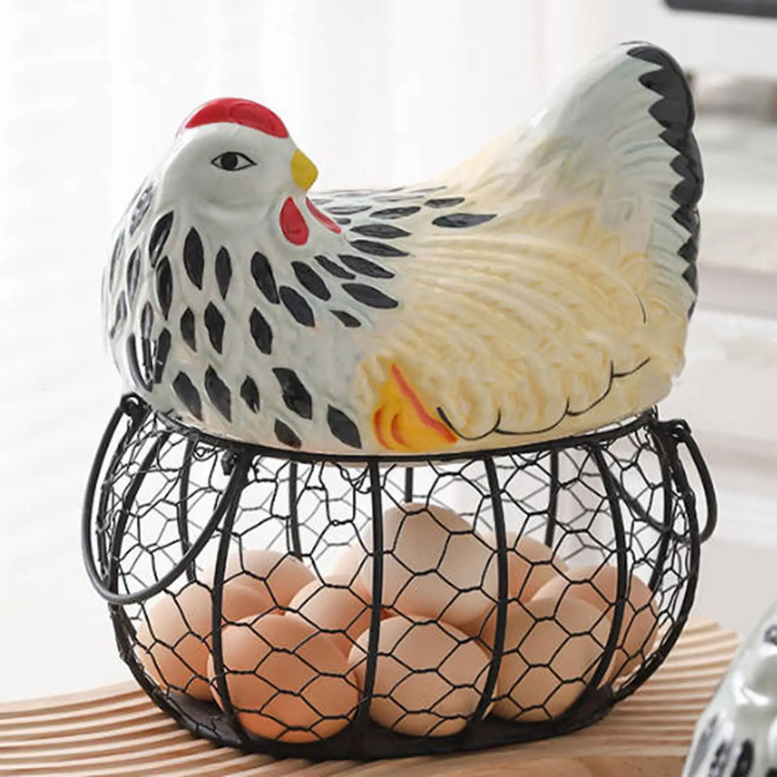 Egg Basket with Lid Kitchen Supplies Portable Decorative Creative Fruit Basket for Vegetable Countertop Household Fruit Snack