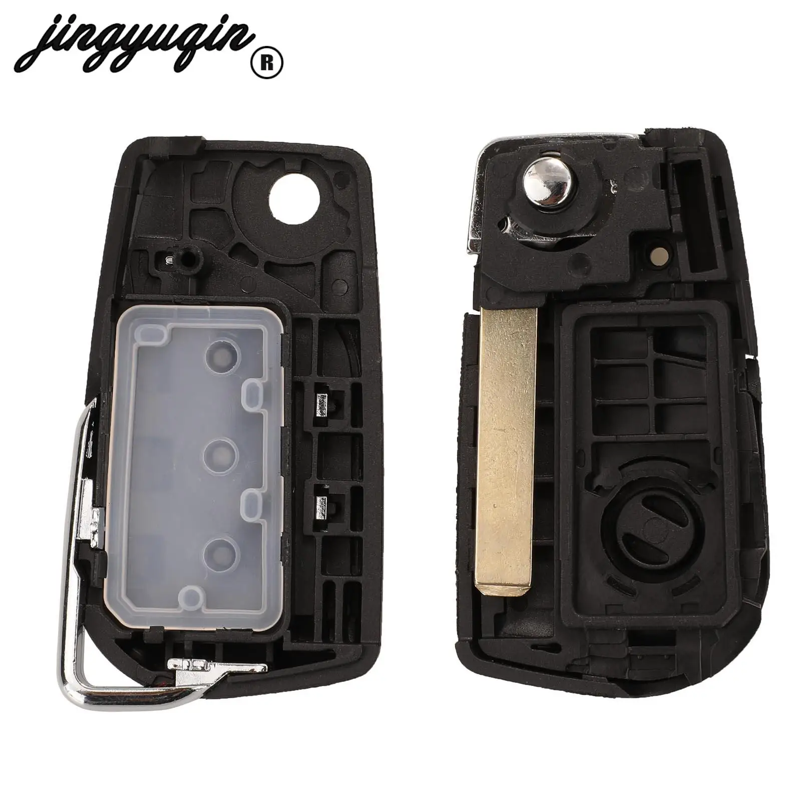 jingyuqin 3 Buttons Folding Flip Remote Car Key Case Shell For Toyota Corolla 2017 Fob With VA2 Blade Replacement