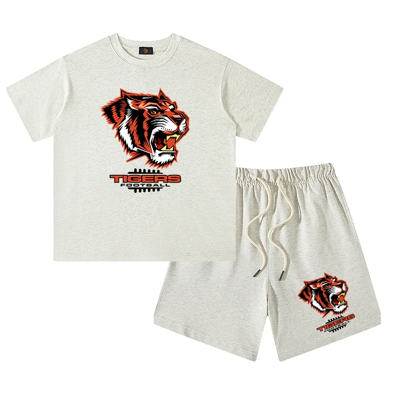 Designer Kids Clothes Boys Tees Set Summer Cotton Short sleeve Tiger Print Top Shorts Suit Casual Sportswear Child Festival Gift