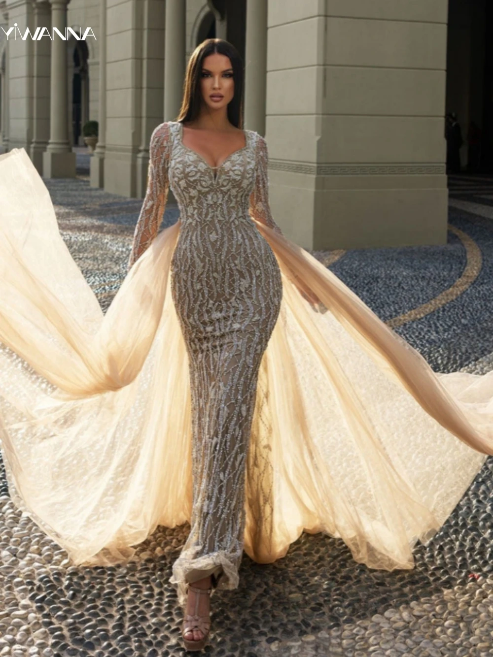 

Romantic Sweetheart Neck Wedding Dress Sparkly Beadings Bride Robe Classic Luxury Straight Long Bridal Gown Robe De Mariée