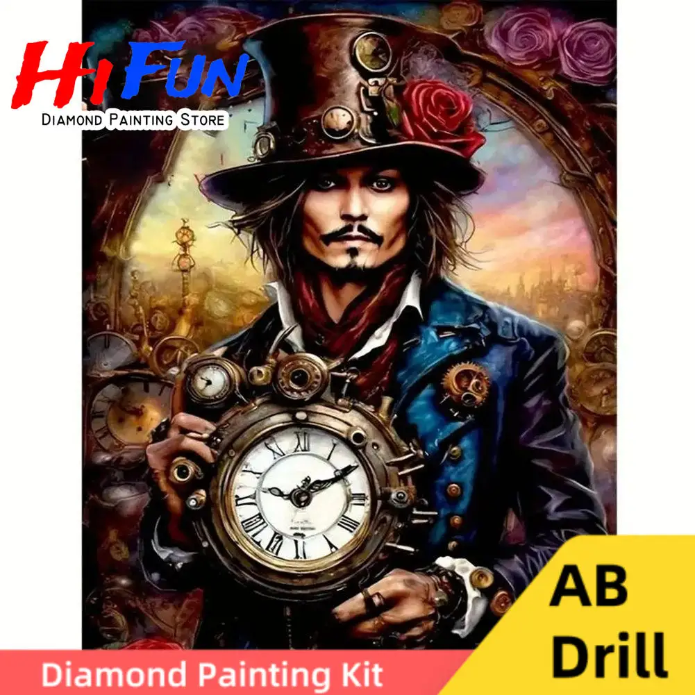 

Supervillain Hat Man Art of Depp Full AB Diamond Painting Art Alice Adventures Diy Cross Stitch Mosaic Handwork Room Decor Gift