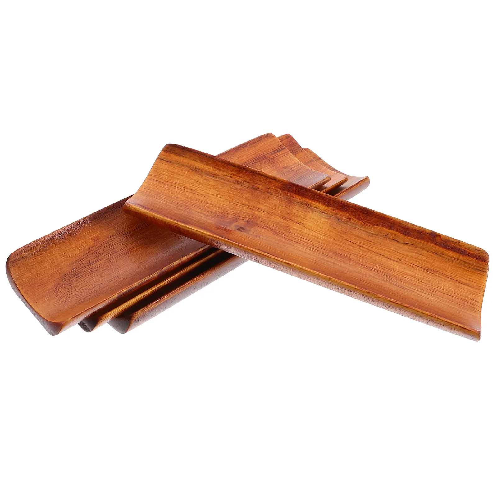 

4 Pcs Wooden Napkin Holder Sushi Tray Kitchen Counter Dish Rectangular Smooth Wooden Spoon Rests Serving Food Presentation