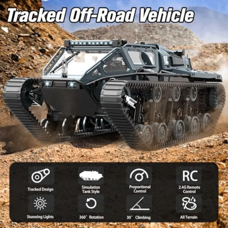 Carro tanque rc escala 1:16 2.4ghz controle remoto rastreador tanque de alta velocidade fora de estrada rc veículo rastreado 360 rotação deriva