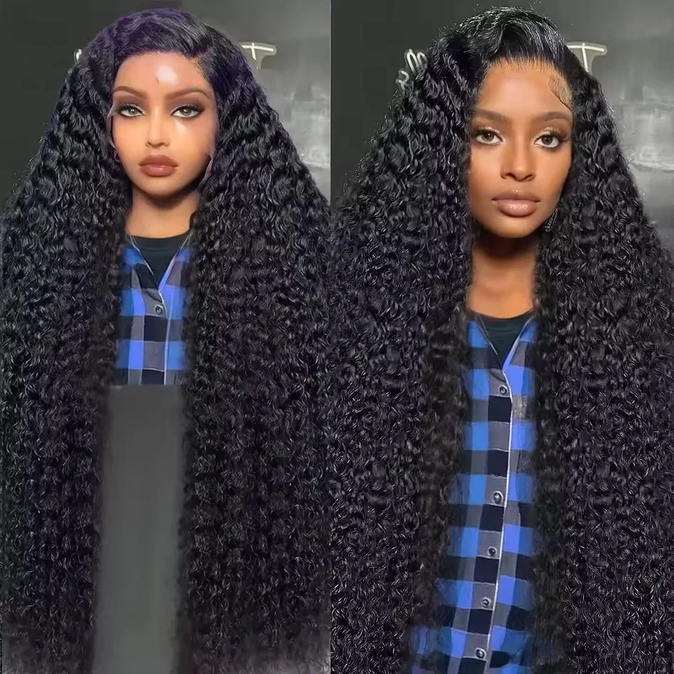 

40-дюймовые парики с глубокой волной и кружевной передней частью 13x6 из натуральных волос, плотность 250%, глубокие кудрявые фронтальные парики из натуральных волос, безклеевые HD-парики с кружевной передней частью