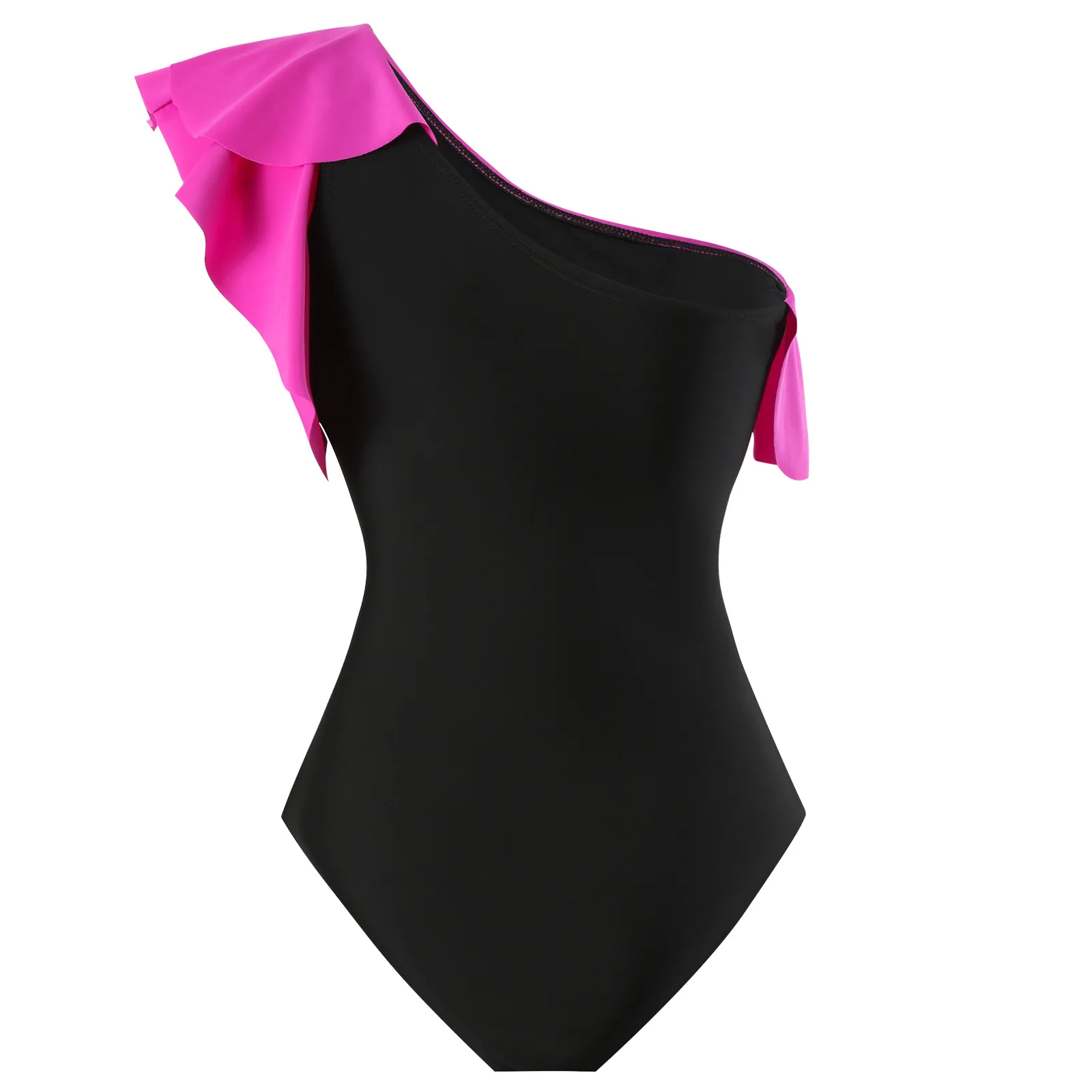 Traje de baño con volantes para mujer, de corte alto Monokini, falda de un hombro, ropa de playa, Sexy2024