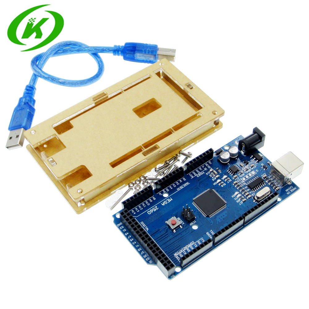 

1 комплект, горячая плата Mega 2560 R3 Mega2560 ATmega2560-16AU CH340G + акриловый корпус + совместимый с USB-кабелем