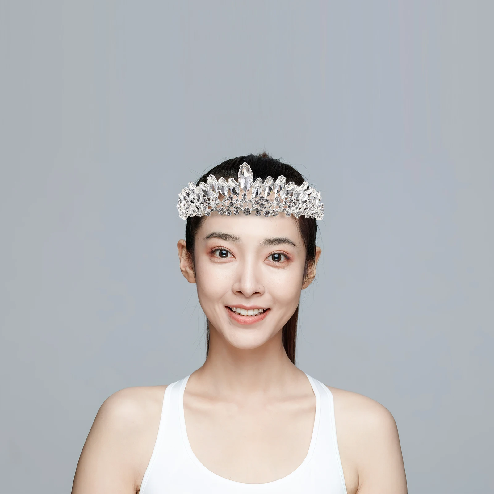 

Rhinestone Bridal Crown Hair Accessories Wedding Headb for Bride Retro Leaf Style Green Pink Lightweight Comfortable Prom