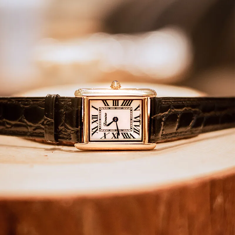 

Rectangular Vintage Leather Strap Watch For Women, Antique Watch, Petite Ladies' Watch, High Quality Watch, Gift For Ladies.