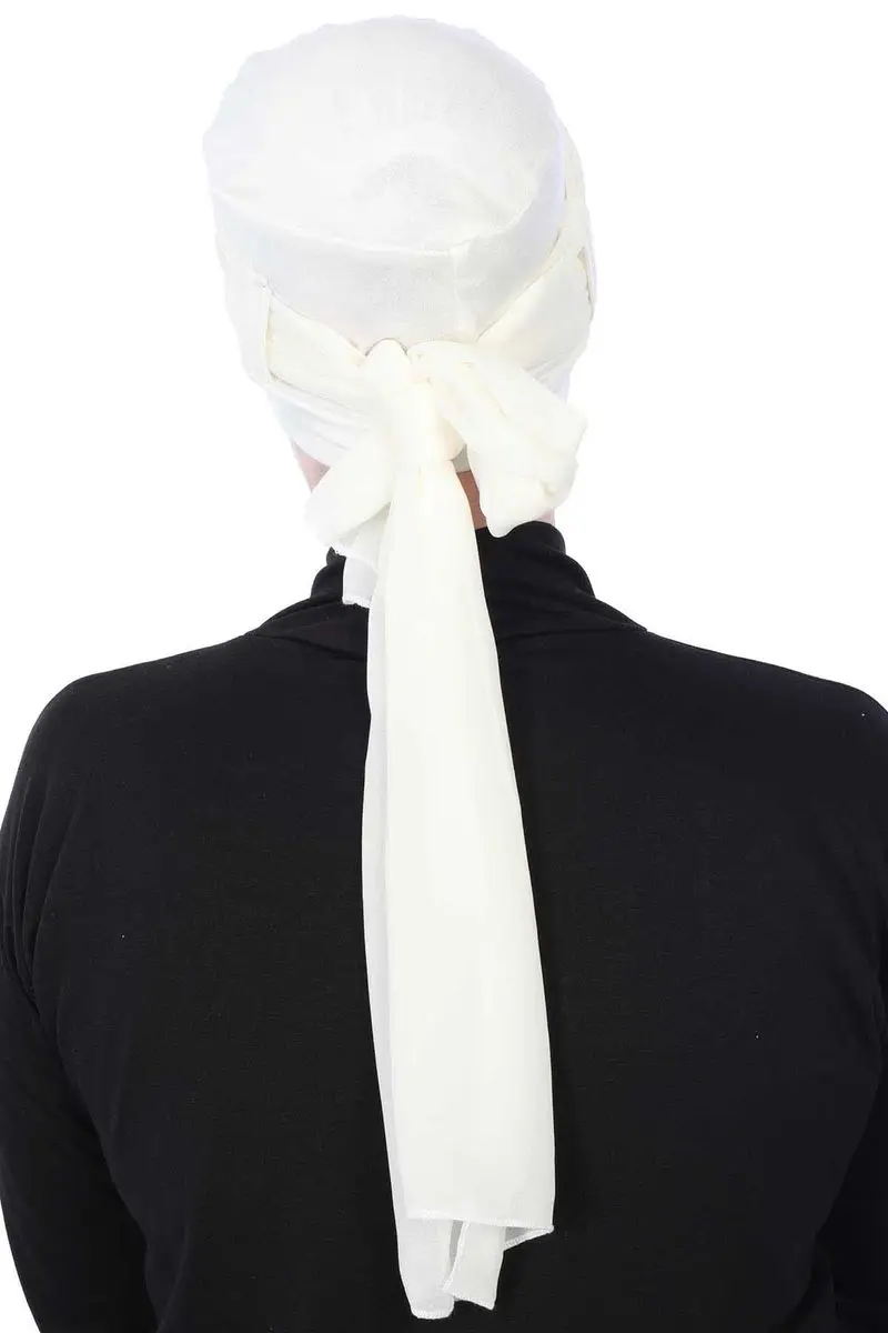 Chiffon-belted gekämmte Knochen creme