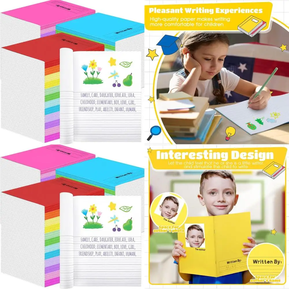 

Первичные тетради на 60 страниц, 9,75 x 7,5 дюймов, журналы для письма ярких цветов для детей (объем, обратно в школу)