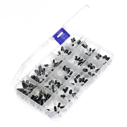200pcs 15Values Capacitors Set 10V 16V 25V 50V 0.1uF-220uF Electrolytic Capacitor Assortment Kit 0.22uf 2.2uf 100uf