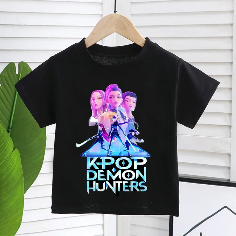 

Новая футболка Kpop Demon Hunters, детская одежда с принтом аниме-мема, одежда с круглым вырезом, базовые топы для мальчиков и девочек, повседневные рубашки, подарок на день рождения