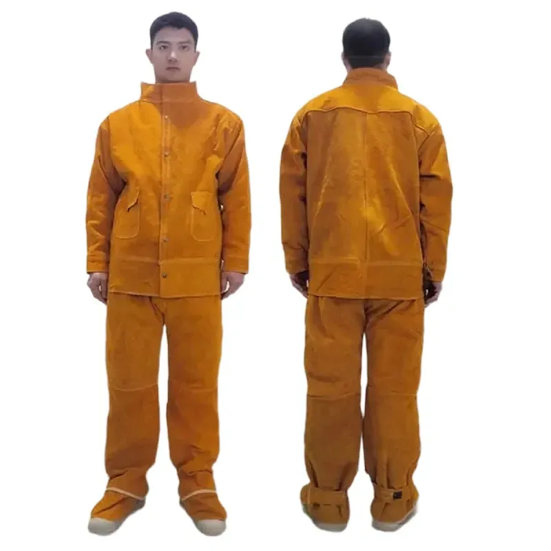 Thickened Cowhide Electric Welding Overalls Anti-ironing Leather Jackets High Temperature Resistance Protection Anti-flame