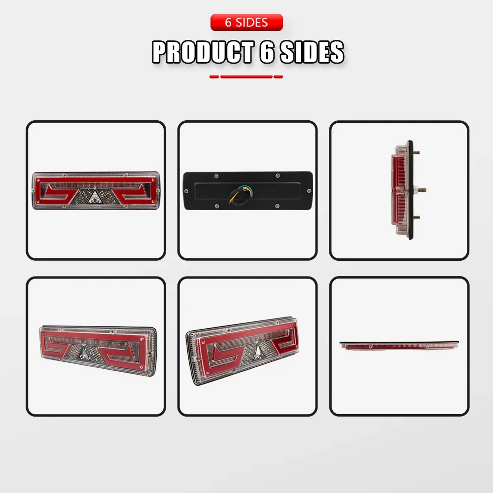 2pcs New Truck Trailer Rear Taillights Big Car Tail Lights 12V 24v Universal Waterproof Led Brake Light Assembly image 5