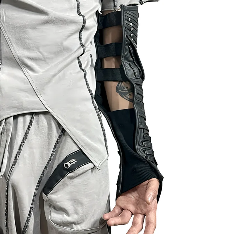 HKSH ฤดูร้อนใหม่ผู้ชาย Original Elegant แฟชั่น Waste Land แว็กซ์พื้นผิวผ้าฝ้าย Heavy Rivet ยืดหยุ่น Mecha แขนถุงมือ Ins HK5869
