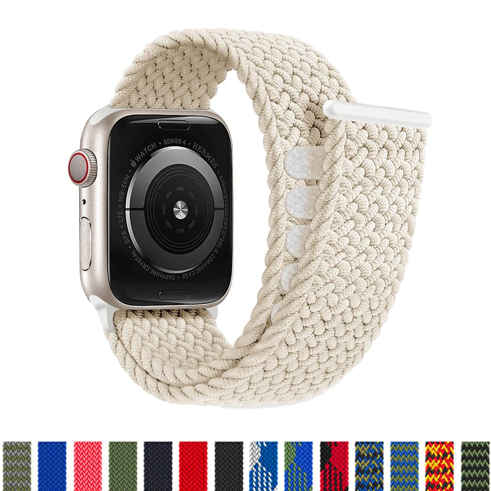 Braided Loop For Apple watch Strap 44mm 40mm 45mm 41mm 42mm 38mm 49mm Elastic Solo bracelet iWatch series 7 se 3 6 Ultra 8 Band