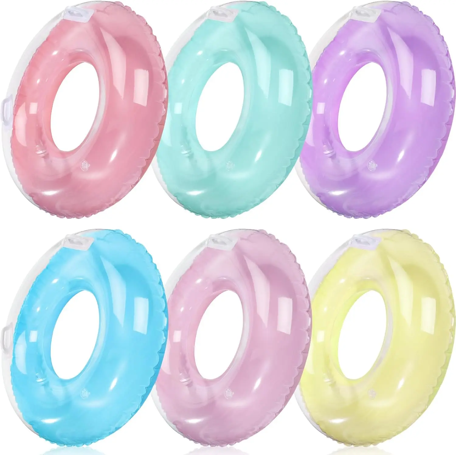 

6 упаковок 33-дюймовых надувных поплавков для бассейна с ручкой для детей и взрослых, кольца для трубок Macaron, трубки с ручками, поплавки для бассейна, игрушки для пляжа, лета S