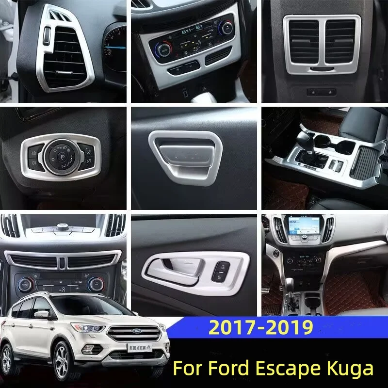 

LHD For Ford Escape Kuga 2017-2019 ABS Inner Door Handle Armrest Window Lift Switch Panel Cover 4Pcs Left hand Driving