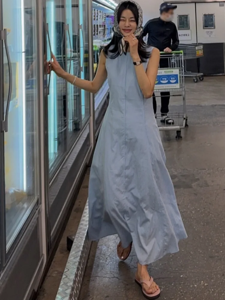 

Summer Chic Svel Vest Dr Women's Waist-Cinching Slimming White Ele Long Skirt Faionable Trendy High-End Feeling