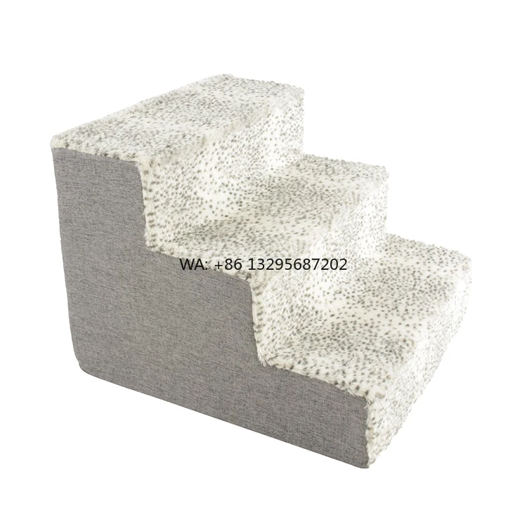 

Высококачественная лестница для домашних животных, съемные пенопластовые ступеньки для собак, оптовая продажа, плюшевая линия, противоскользящая подошва в горошек, супер мягкая лестница для собак