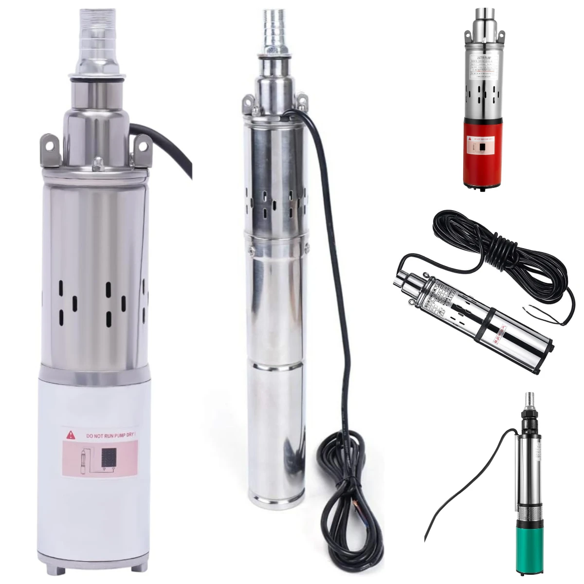 

Насос для скважин 24 В, погружной водяной насос для глубоких скважин, солнечный насос 200 Вт, погружной водяной насос для глубоких скважин из нержавеющей стали для орошения