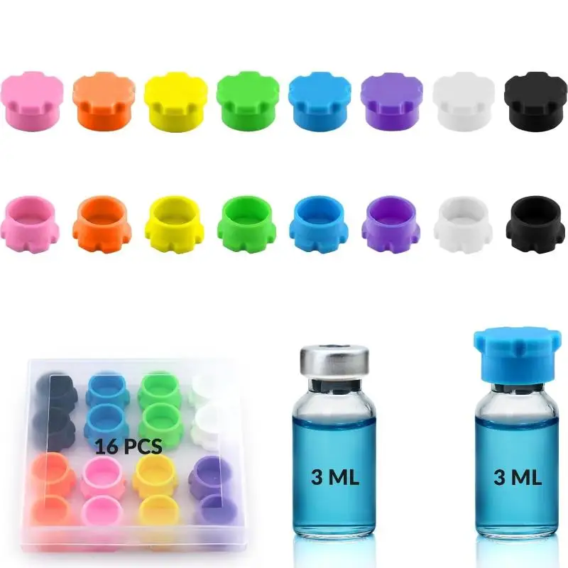 6Pcs Glass Vials Protective Silicone Caps Leakproof Reusable For Insulin Bottles Eyeshadow Cream Containers