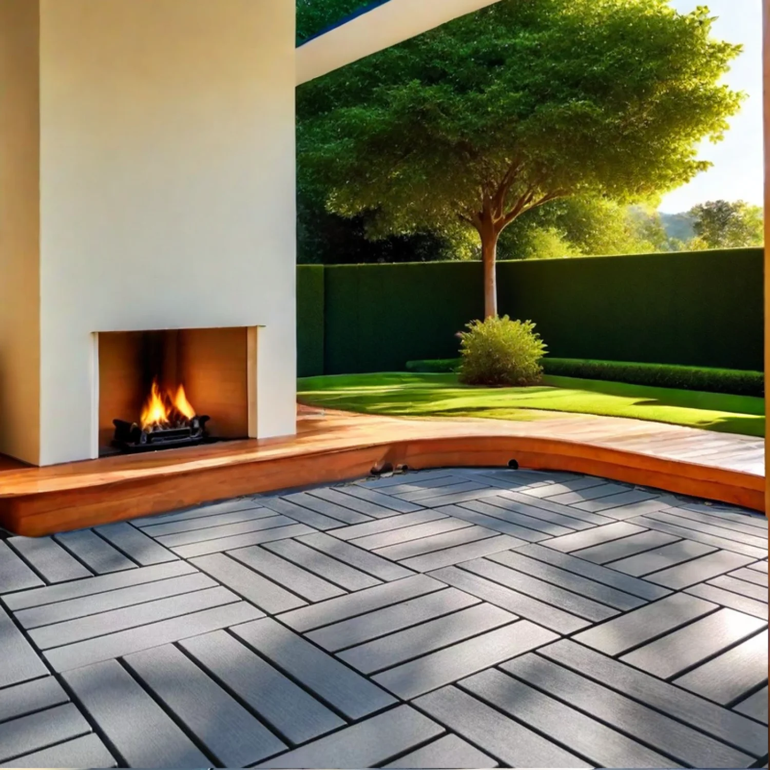 

27 Pack Interlocking Plastic Deck Tiles - 12"x12" Square - Waterproof Outdoor - Poolside Balcony Backyard Decking Tiles - Easy I