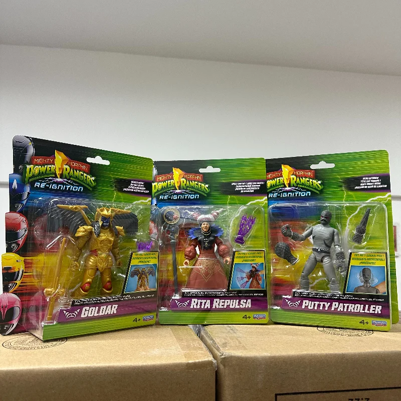 Bonecos Colecionáveis Mighty Morphin Power Rangers Re-Ignition Auto-Morphin Rita Repulsa Goldar Putty Patroller