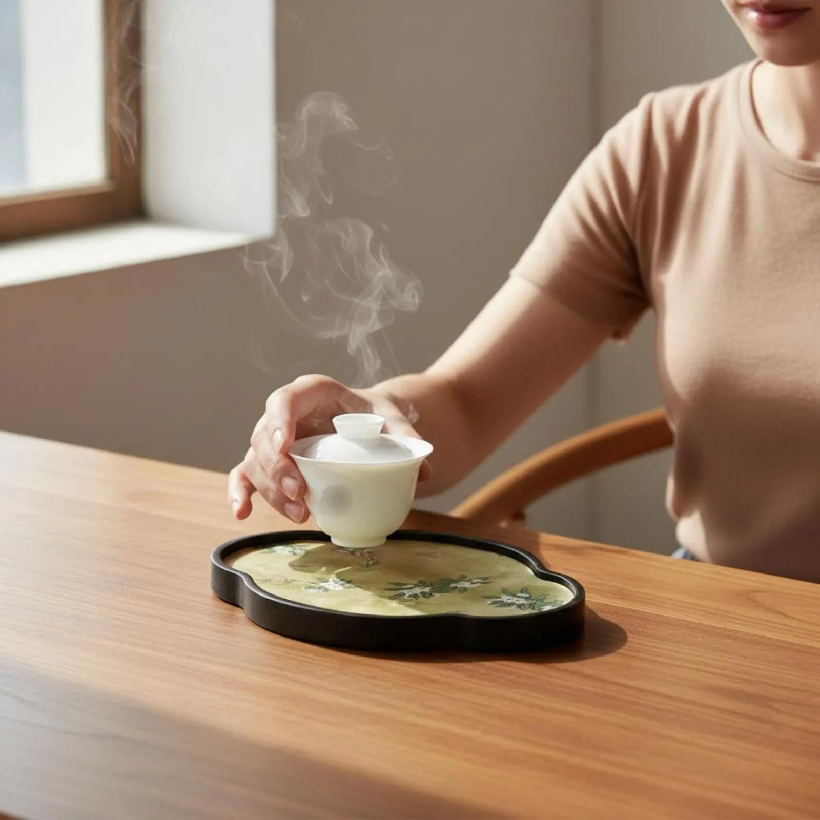 Dry Brewing Tea Tray Easy to Clean Gongfu Tea Serving Tray Surface Accessory Elegant Workmanship Detachable Design for Office