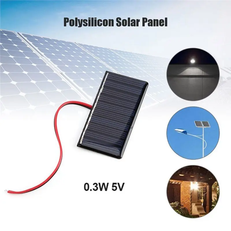 For 3.6V Battery Mini 0.3W 5V Solar Panel Polycrystalline Solar Cell Photovoltaic Panel DIY LED