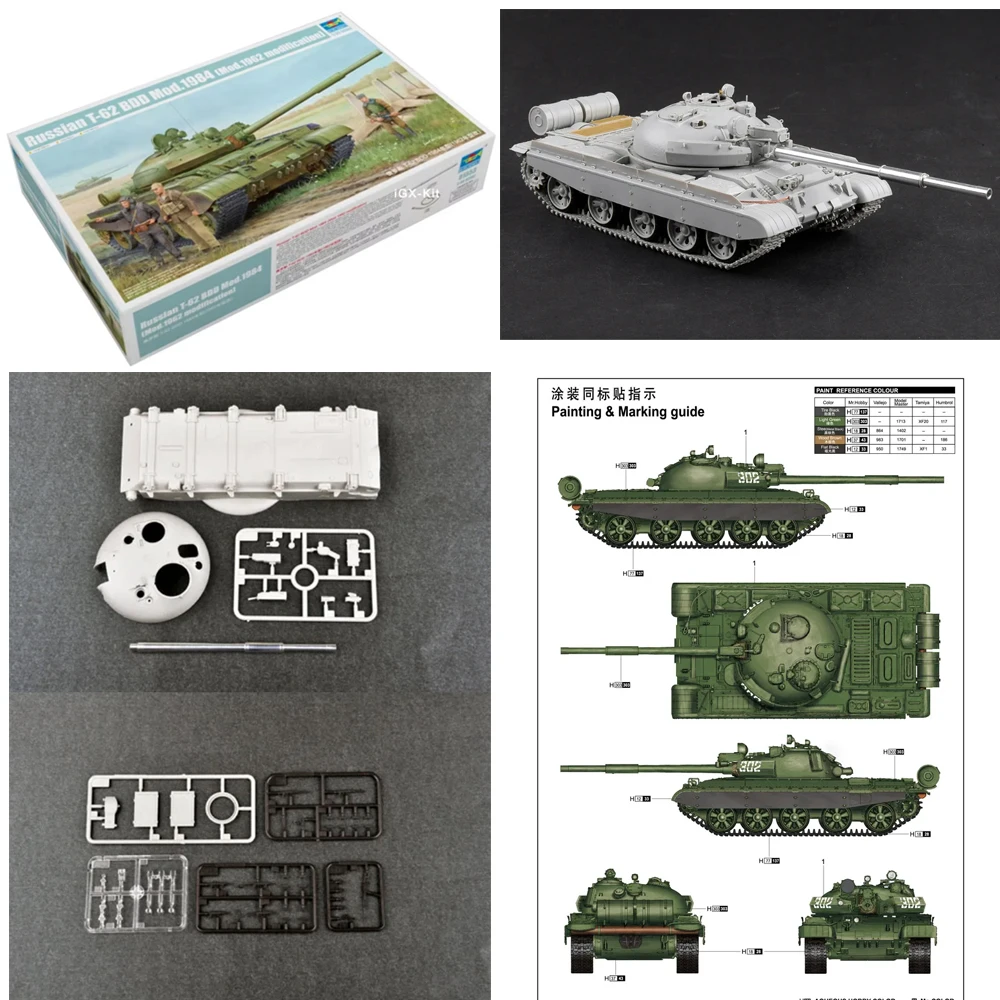 

Trumpeter 01553 Масштаб 1:35 Русский T-62 T62 BDD Mod 1984, пластиковый танк, комплект модели для сборки, военная игрушка для моделирования зданий