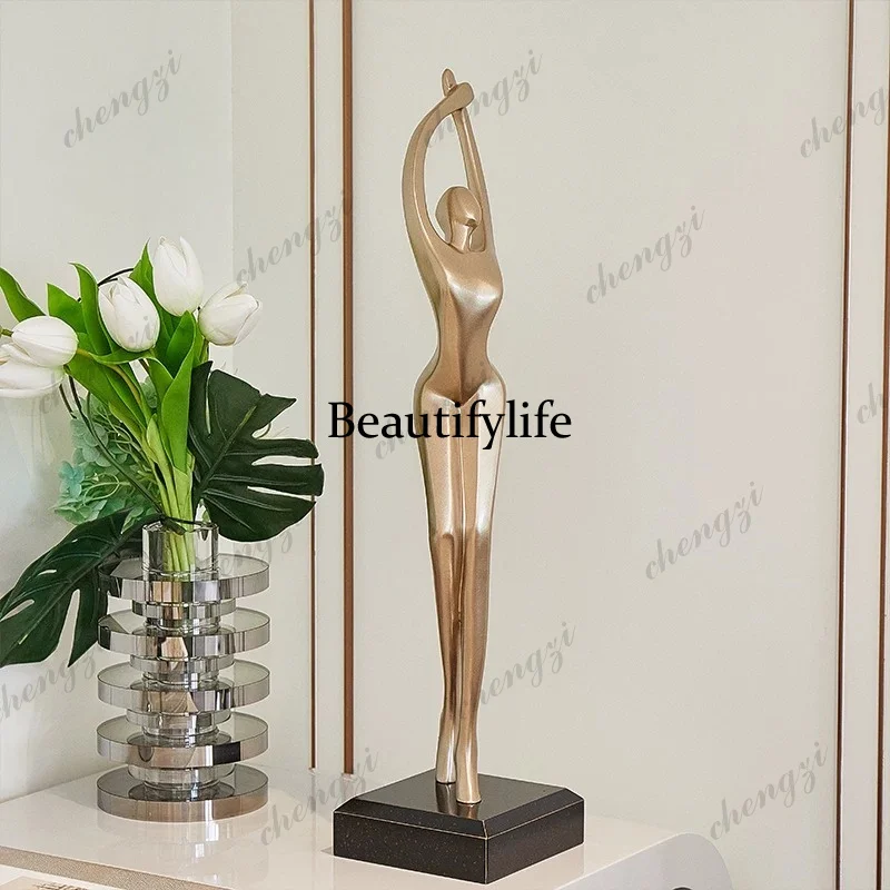 Modern minimalist figure sculpture entrance ornament light luxury high-end living room Italian minimalism