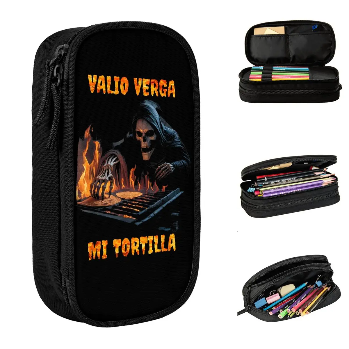 Valio Verg Mi Tortilla Calacas Chidas Gym Pencil Case Creative Pen Box Pencil Bags Student Students School Pencil Pouch